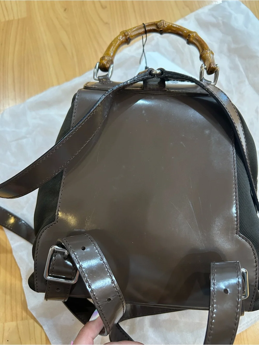 Vintage Gucci Bamboo Mini Nylon Backpack (1990s) with COA